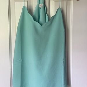 J Crew Scalloped Aqua Top